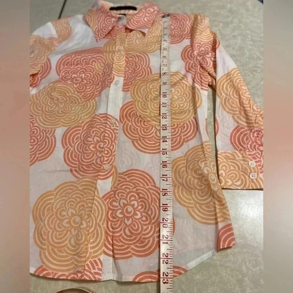 Express Design Studio Orange Floral 100%‎ Cotton Button Down Size S - Picture 6 of 8